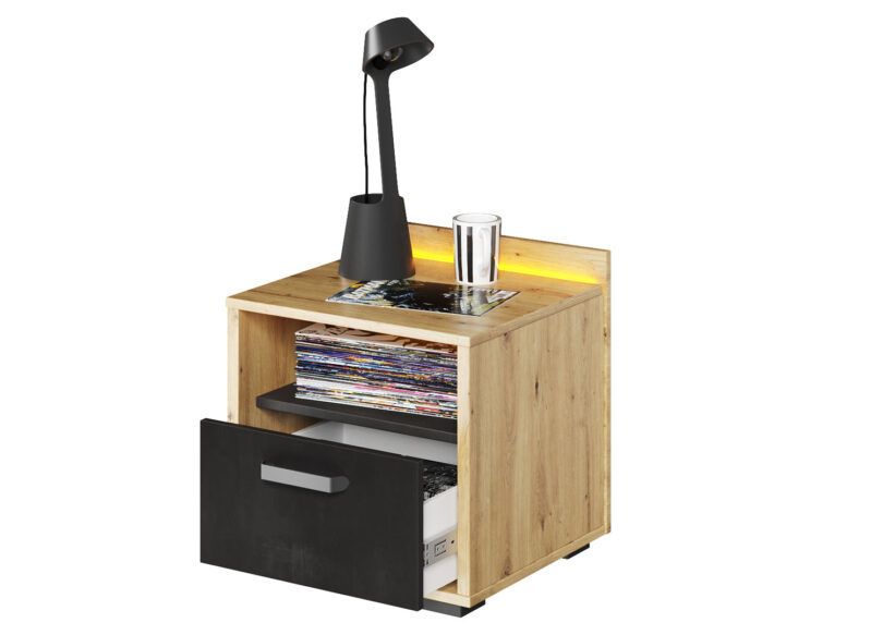 chevet chambre ado moderne avec 1 tiroir et 1 bande led