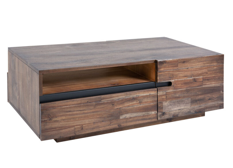table de salon rectangulaire en bois d acacia fonce
