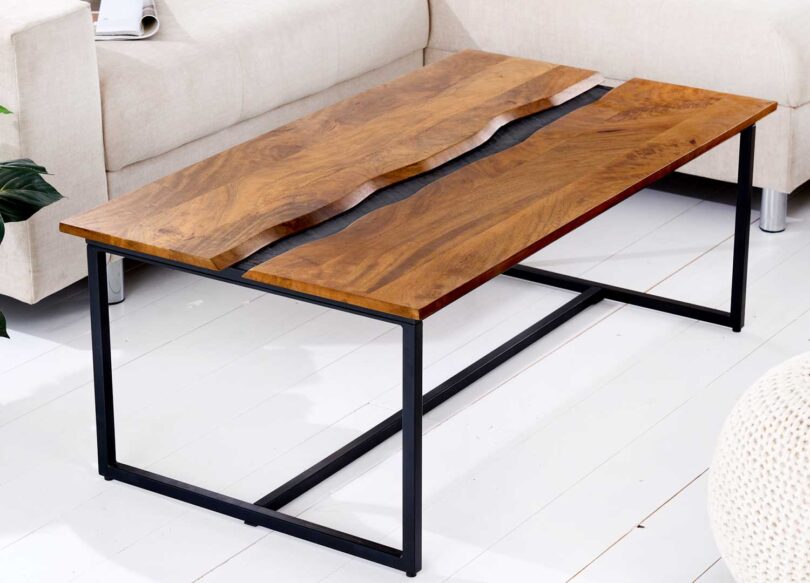 table de salon en bois massif 110 cm