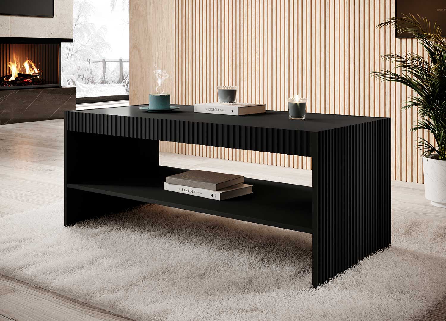 table basse 120 cm moderne noire