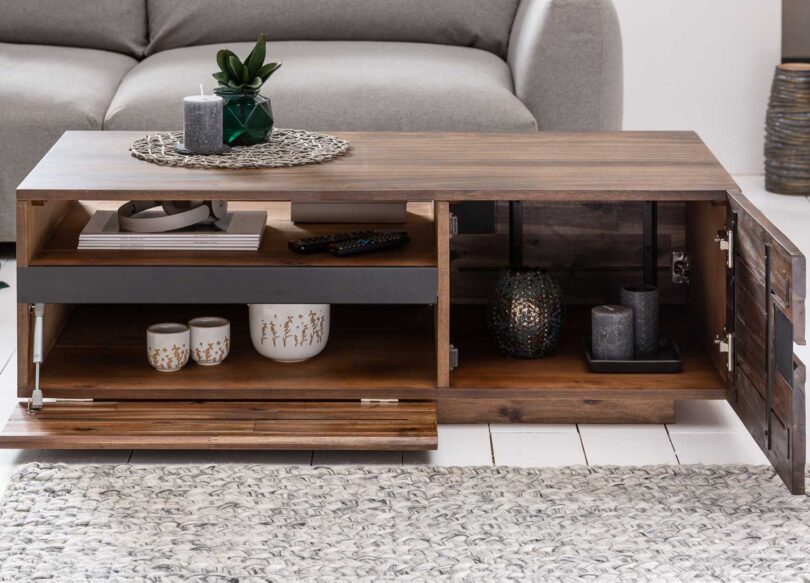 table basse avec compartiment de rangement