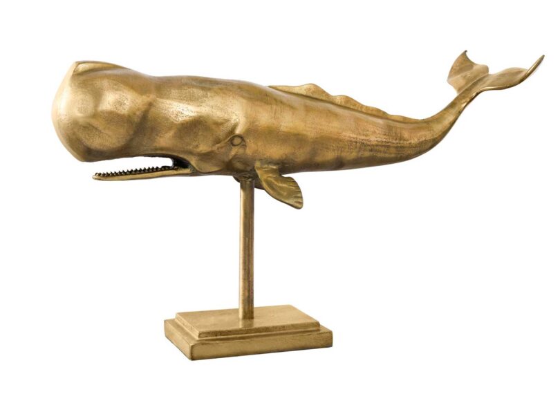 Sculpture baleine en métal doré