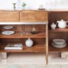 Ouverture du meuble buffet en bois massif