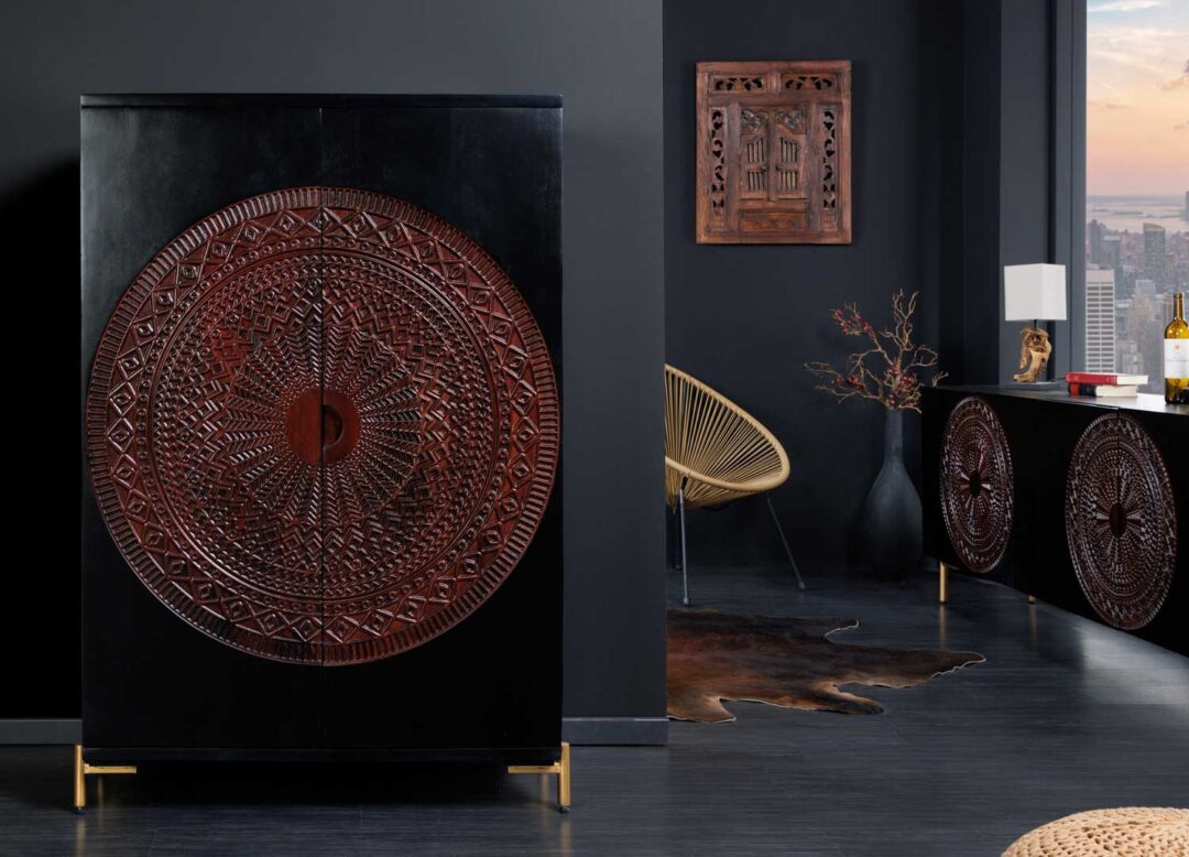 Meuble buffet décor oriental en bois de manguier massif