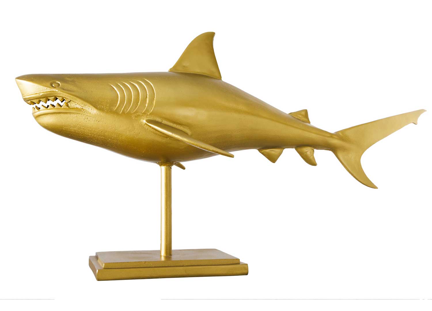 Décoration en forme de requin de couleur or