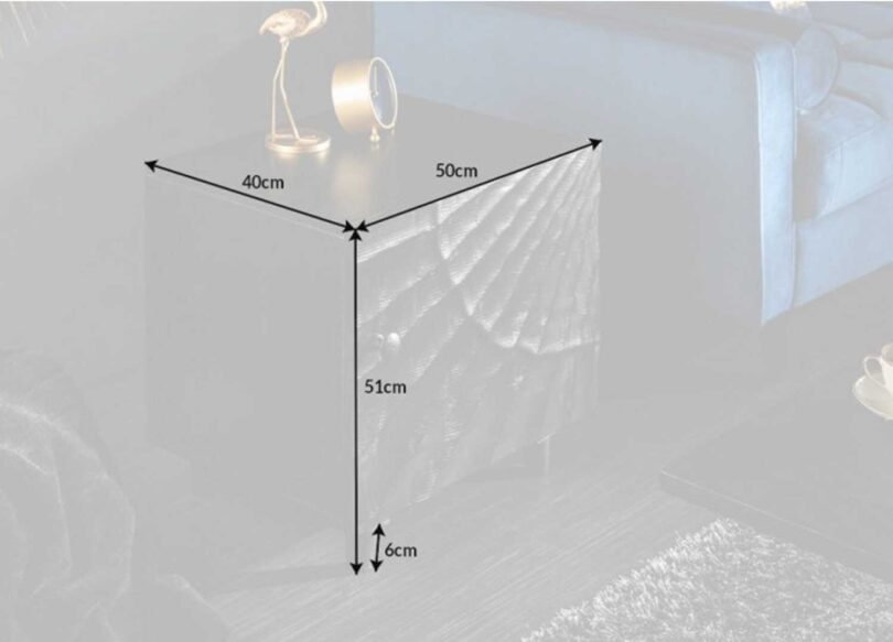 Dimensions du chevet en bois teinté noir