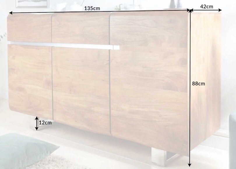 Dimensions du buffet en bois massif 3 portes