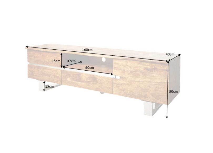 Dimensions du meuble tv en bois d'acacia massif