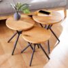 Tables basses rondes en bois naturel