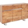 Meuble buffet en bois massif d'acacia avec 3 portes