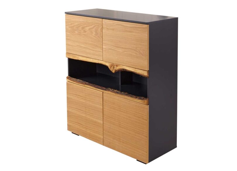 Meuble buffet haut en bois avec écorce naturelle