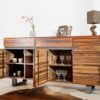 Meuble buffet ouvert en bois d'acacia massif