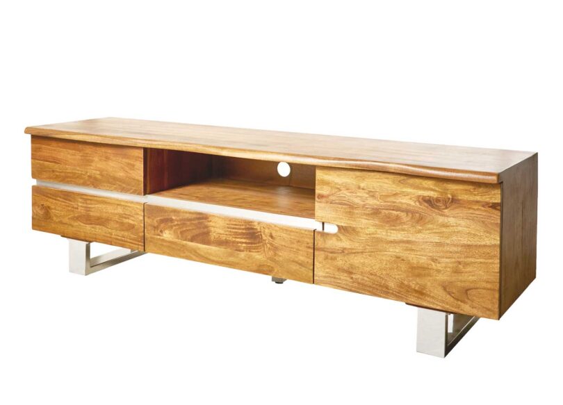 Meuble de télé en bois d'acacia massif