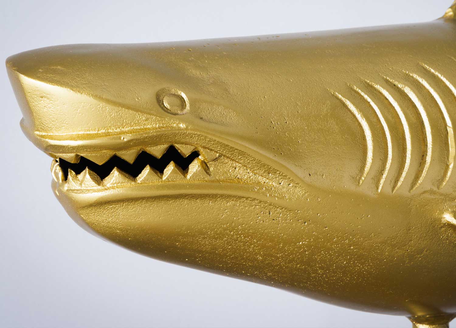 Tête du requin décoratif doré