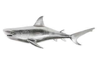Requin en alliage argenté mural
