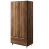 armoire d entree 2 portes avec penderie etagere et 1 tiroir aspect bois fonce et noir