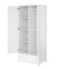 armoire penderie et etagere chambre enfant boheme rose et blanc