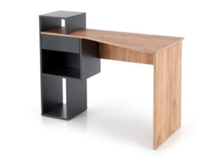 bureau avec 1 tiroir gris anthracite et bois pour enfant