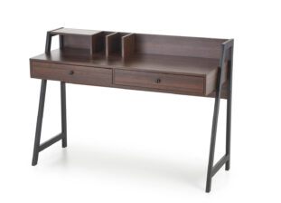 table de bureau secretaire pas cher bois fonce et metal noir