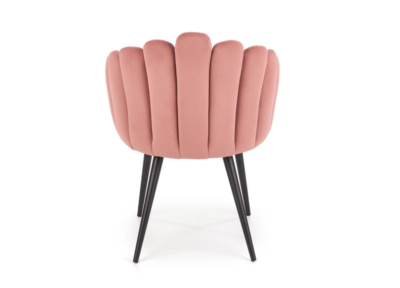 chaise en velours rose confortable forme coquillage