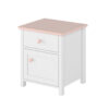 petit chevet chambre enfant avec 1 tiroir et 1 porte rose pale et blanc