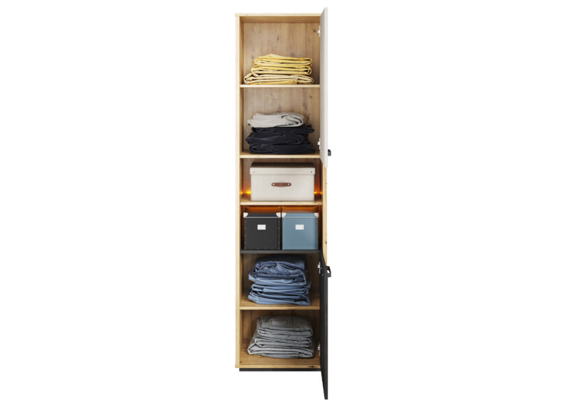 armoire colonne chambre ado pas cher aspect chene et gris graphite