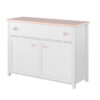 commode chambre enfant fille rose pale et blanc 110 cm