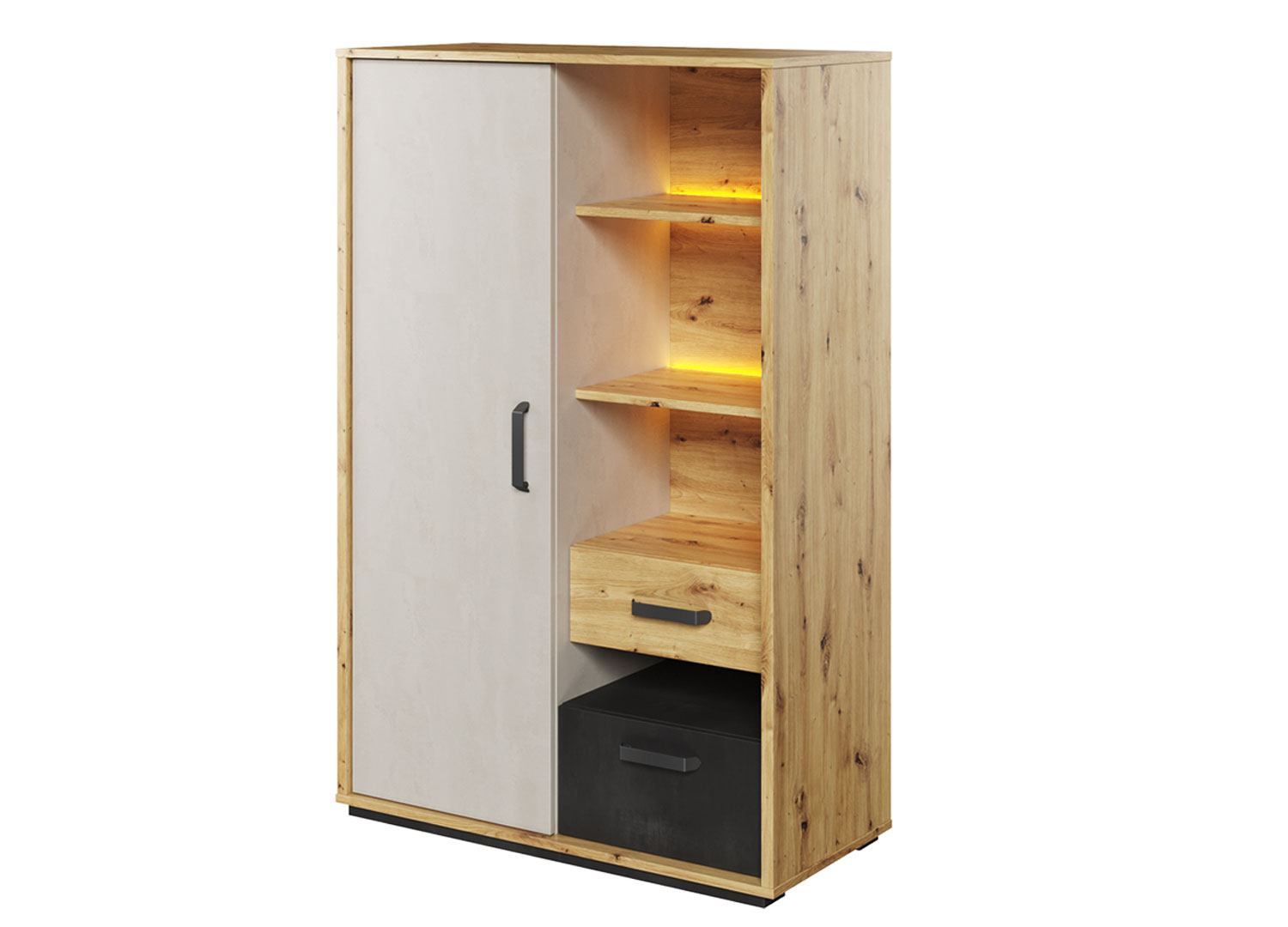 meuble de rangement petite armoire 1 porte 2 tiroirs avec 5 etageres