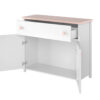 commode rangement chambre enfant rose et blanc 110 cm