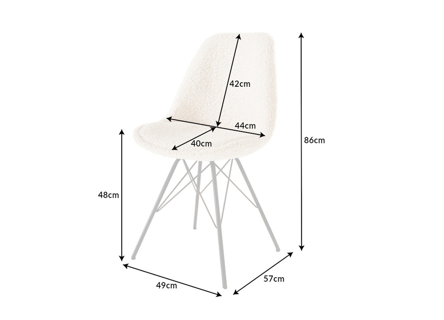 Lot de 4 chaises modernes de salle à manger en tissu bouclé Elodie