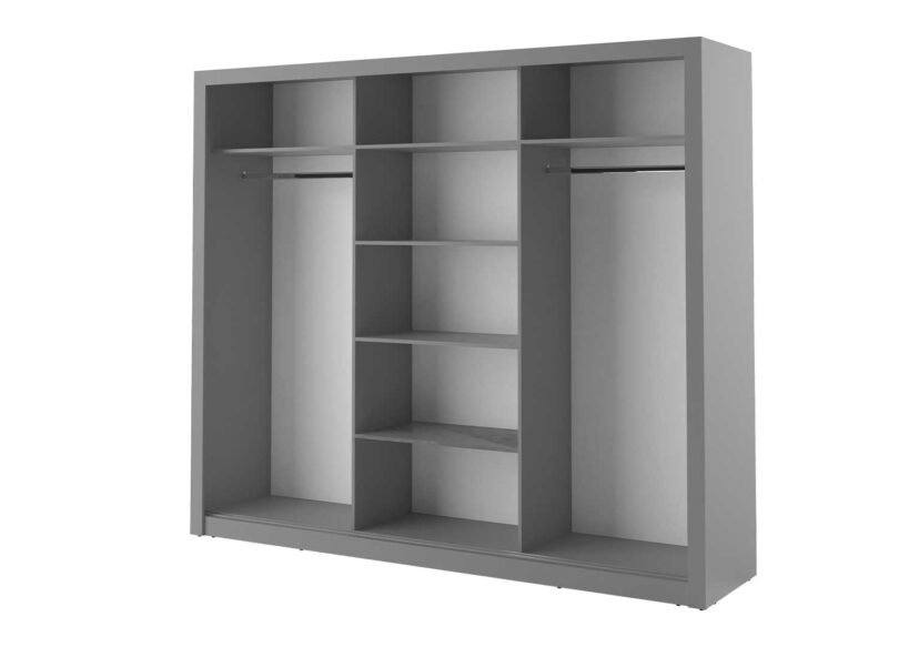 armoire avec penderie et etagere grise