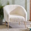 siege en tissu boucle creme et pieds en bois style scandinave