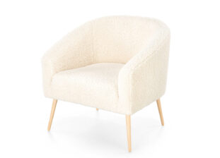 fauteuil tissu boucle creme confortable