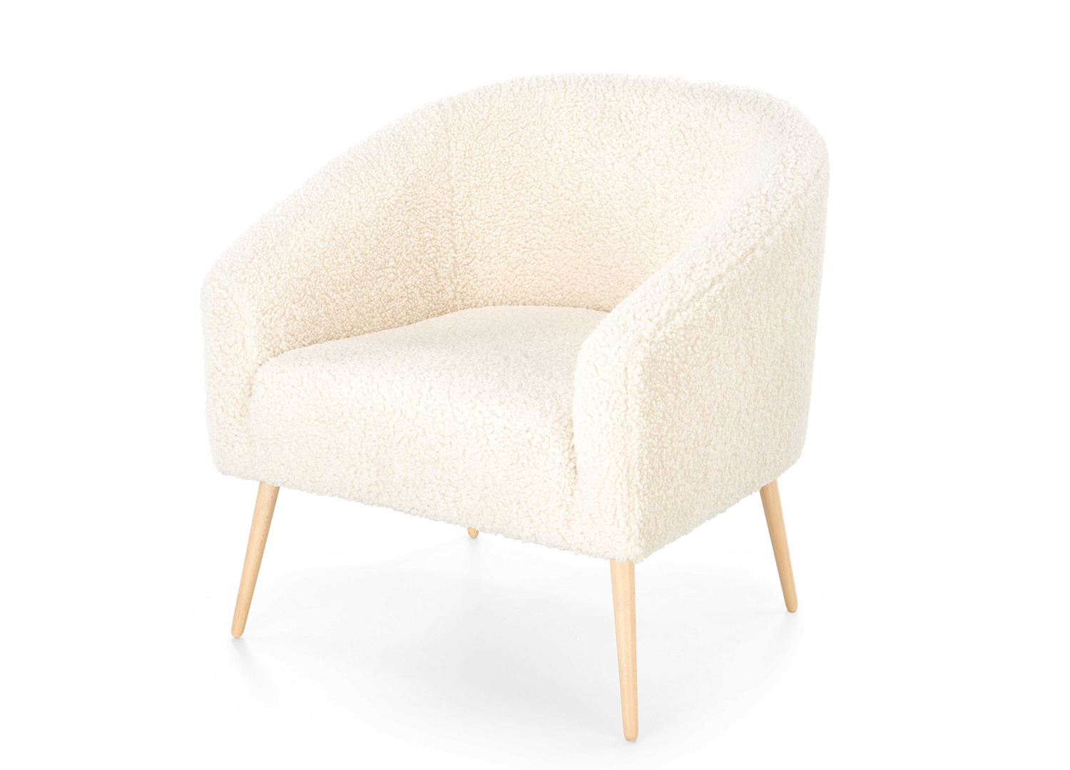 Fauteuil confortable en tissu bouclé crème