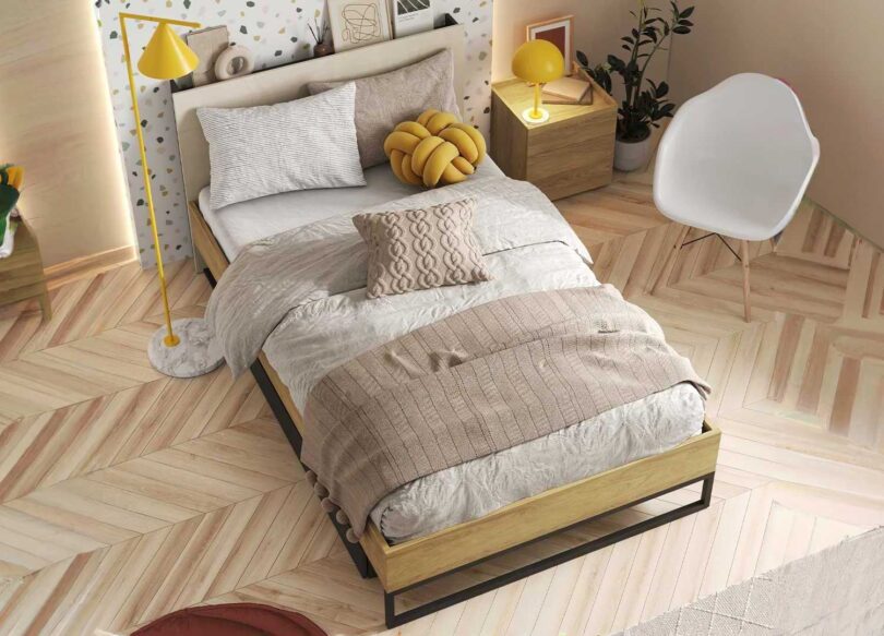 lit 90x200 cm chambre ado industriel