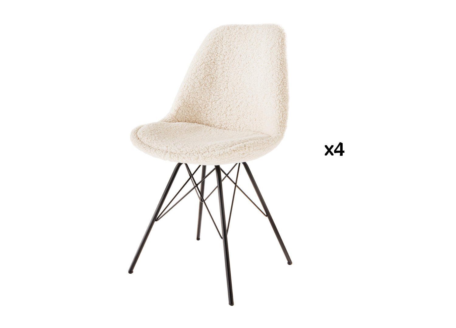 Lot de 4 chaises modernes de salle à manger en tissu bouclé Elodie