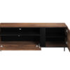 meuble tv 2 portes 155 cm imitation bois fonce et noir