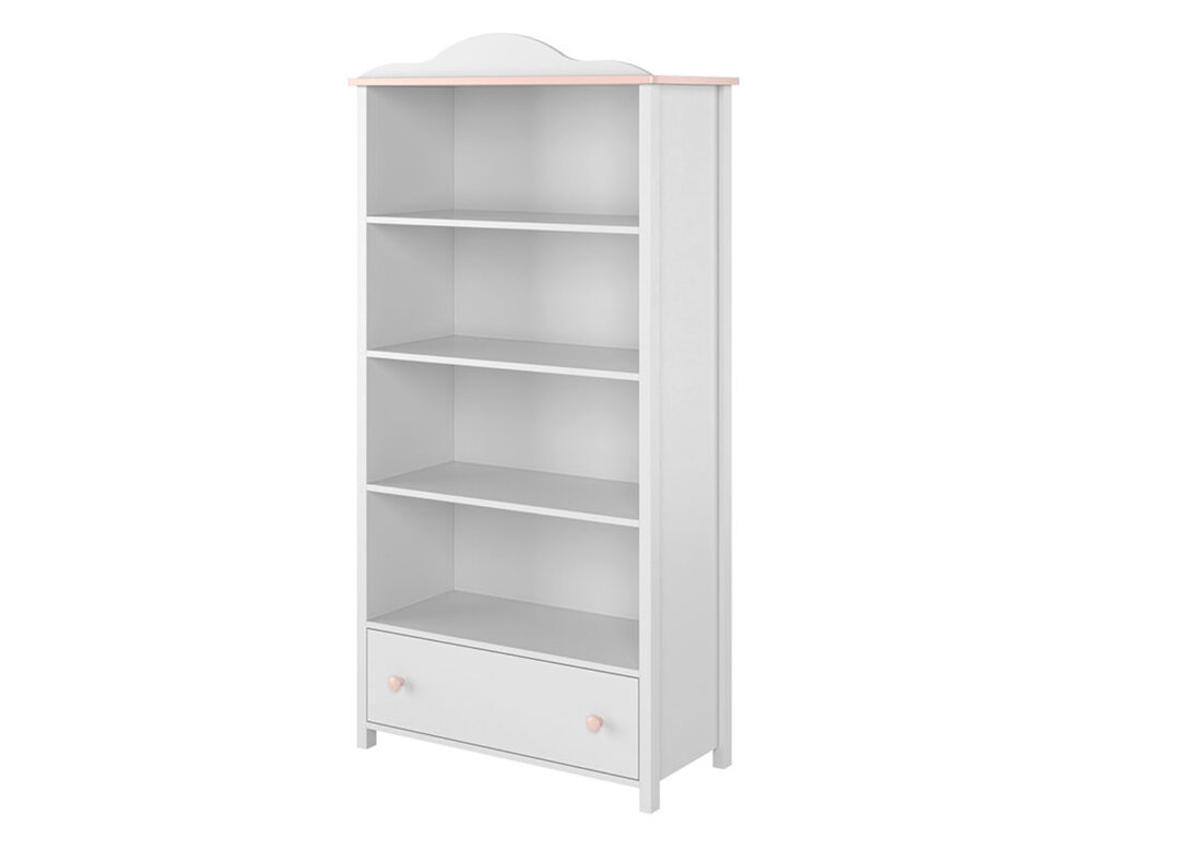 meuble de rangement chambre enfant rose pale et blanc