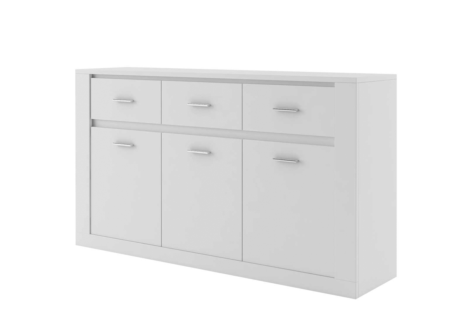 Buffet Noir Moderne 160x40x80 Cm - Avec 3 Tiroirs Et 2 Portes - En MDF, Pour Salon Ou Salle à Manger