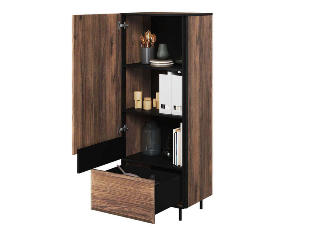 meuble colonne 143 cm aspect bois fonce
