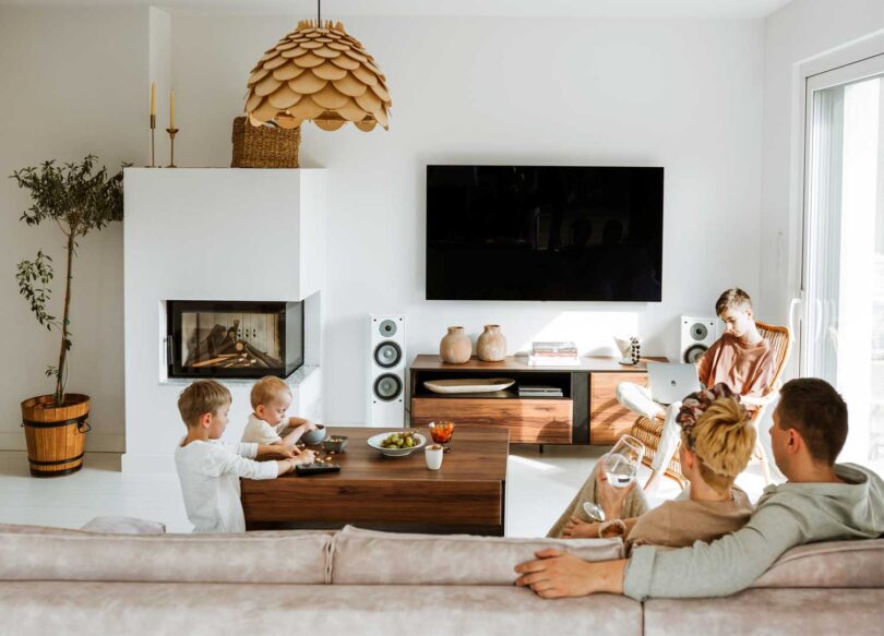 mobilier de salon avec un meuble tv moderne 155 cm imitation bois fonce