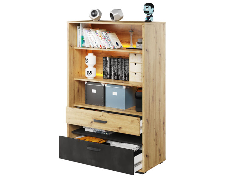 bibliotheque chambre enfant ou ado avec etagere et led