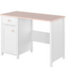 bureau 110 cm plateau rose pale et blanc