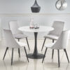 table de repas ronde 90 cm aspect marbre et metal noir