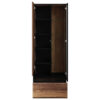 armoire vitrine 197 cm avec 10 compartiments de rangement aspect chene catane