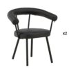 Lot de 2 chaises de salle à manger noires en simili cuir