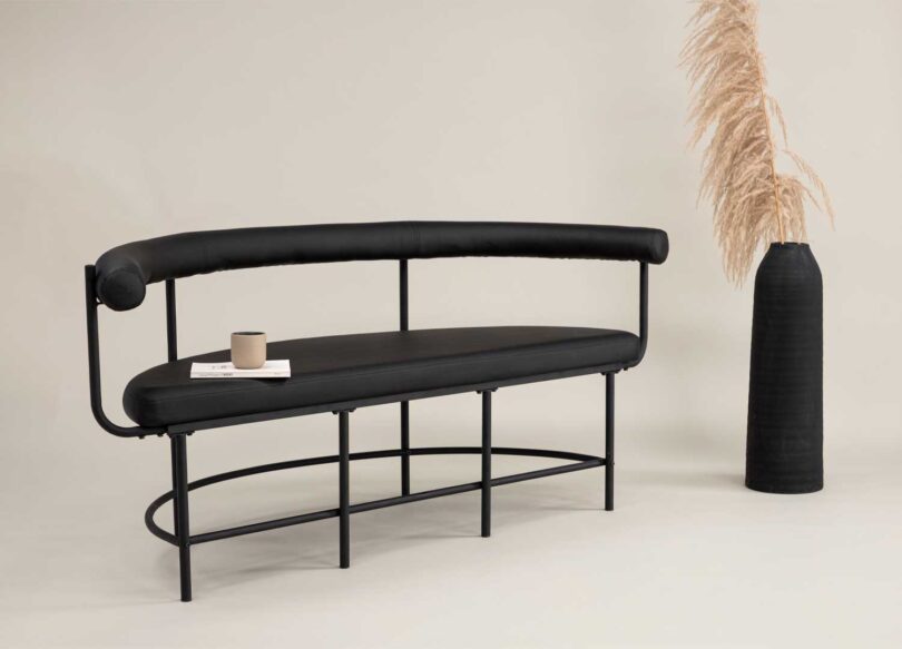 Banc de salle à manger en simili cuir noir