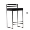 Lot de 2 tabourets de bar en velours noir