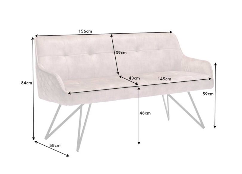 Dimensions banc de salle à manger en velours