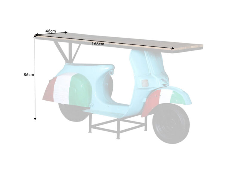 Dimensions du scooter de bar vintage rétro